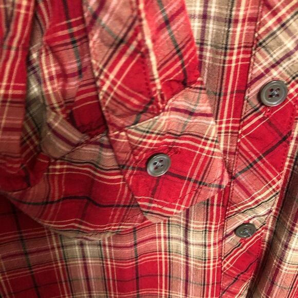 J. Jill Button Down Plaid Long Sleeve Casual Soft Size Petite Medium Top Blouse - Picture 6 of 7